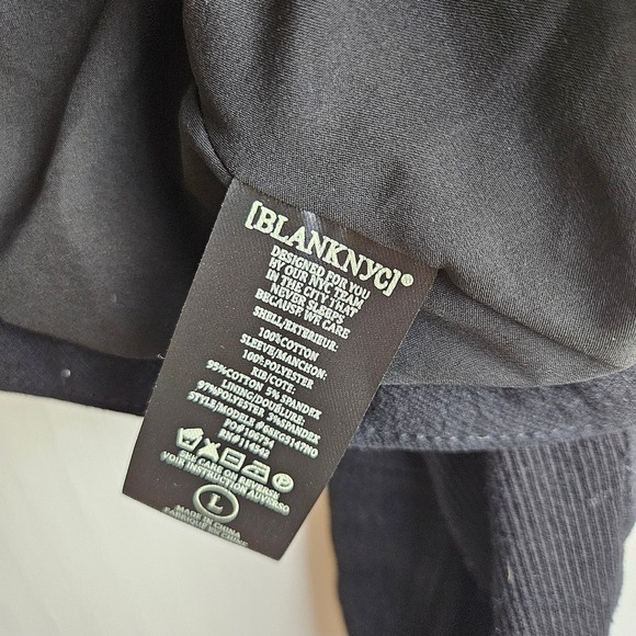 Blank NYC Crepe Mesh Mixed Media Moto Jacket L Black Double Zip - Picture 13 of 14